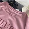 Pink Short Sleeve T-shirt Women's Loose Casual Round Neck Letter Print Thin Large Size Summer Top