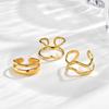 3pic Double-Layer Open Ring for Women Stainless Steel Set Wave Finger Rings Gold Plated Daily Jewelry Gift