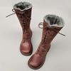 G&Zaco Luxury brand Knight Boots Genuine Leather Real Wool Women's Boots Knee-high Sheepskin Fur Anti Slip Thick Cotton Warm Lace Up Long Boots 3337