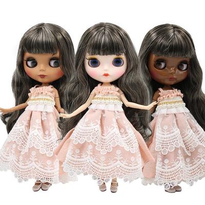 ICY DBS Blyth Doll Joint Body Black Mix Blonde Hair White Skin Matte Face Super Black Skin Shiny Face 30cm TOY Anime
