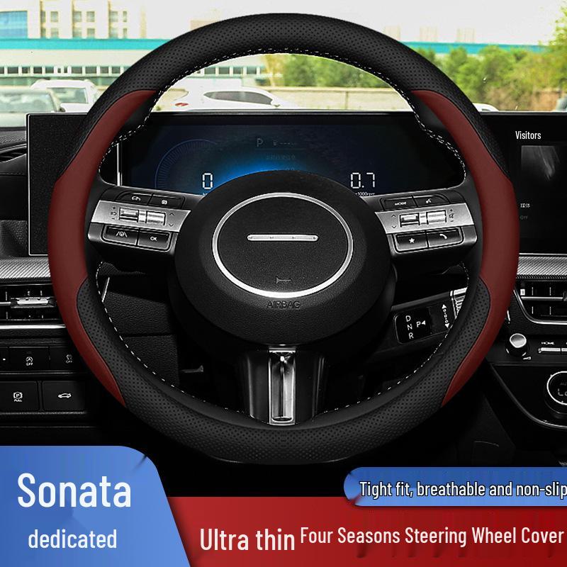 11th Gen Sonata Genuine Leather No-Sew Steering Wheel Cover