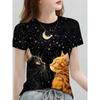 Summer Round Neck 3D Animal Print Top Fashionable Casual Short Sleeved Women's T-shirts
