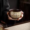 Vintage Wood-Fired Ceramic Tea Cup - Large Handmade Zen Tea Bowl for Tea Ceremony, Personal Use & Gifts