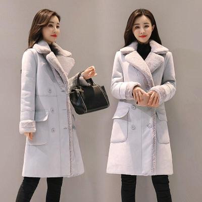 Solide Dickes Fell Faux Casual Winter Mantel Geschenke Für Frauen Mode Schaffell Lange Jacke Mantel Weibliche Warme Graben Mäntel
