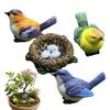 4pcs Mini Bird Nest Set Realistic Cute Resin Simulated Animal Set Funny Bird Figurines Ornament Crafts Gardening Decoration