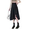 High Waist Irregular A-Line Midi Skirt - Summer Draping Slit for Petite Women