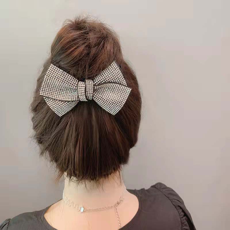 Diamond Bow Hair Ring Japanese Wavy Hair Tie Shiny Head Flower Tie Hair Rubber Band Korean Girl Women Head Rope
