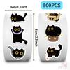 500Pcs/Roll Q Funny Black Cats Kids Rewards Stickers - DIY Scrapbooks Album Decor Sealing Label Decals