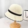 Women's summer cut-out color block short-brim fashion basin hat travel sunshade hat