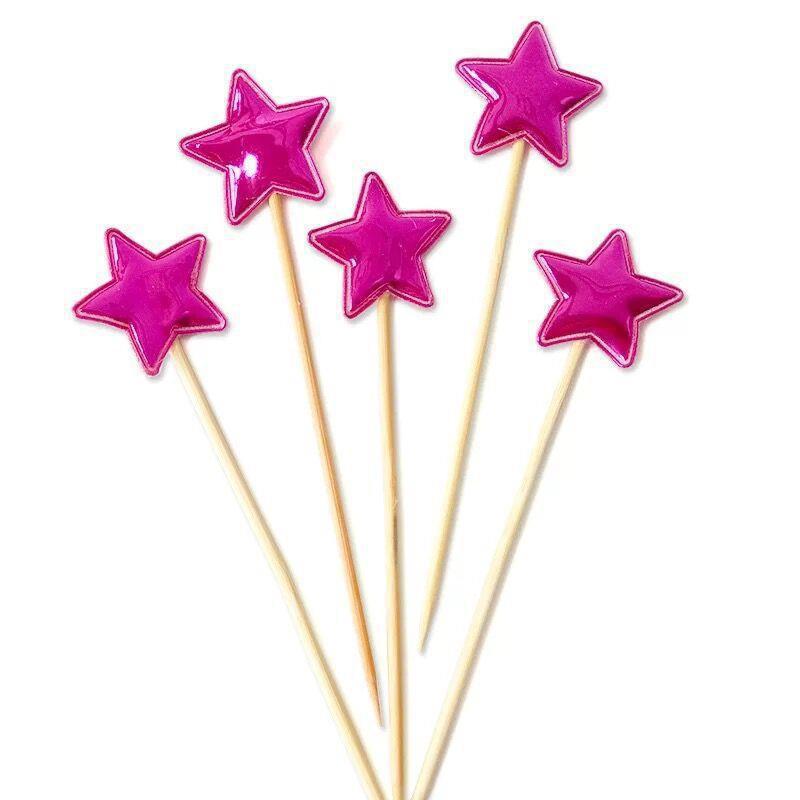 Peach Heart, Star, Snowflake, and Crown Cake Decoration Toppers for Birthdays