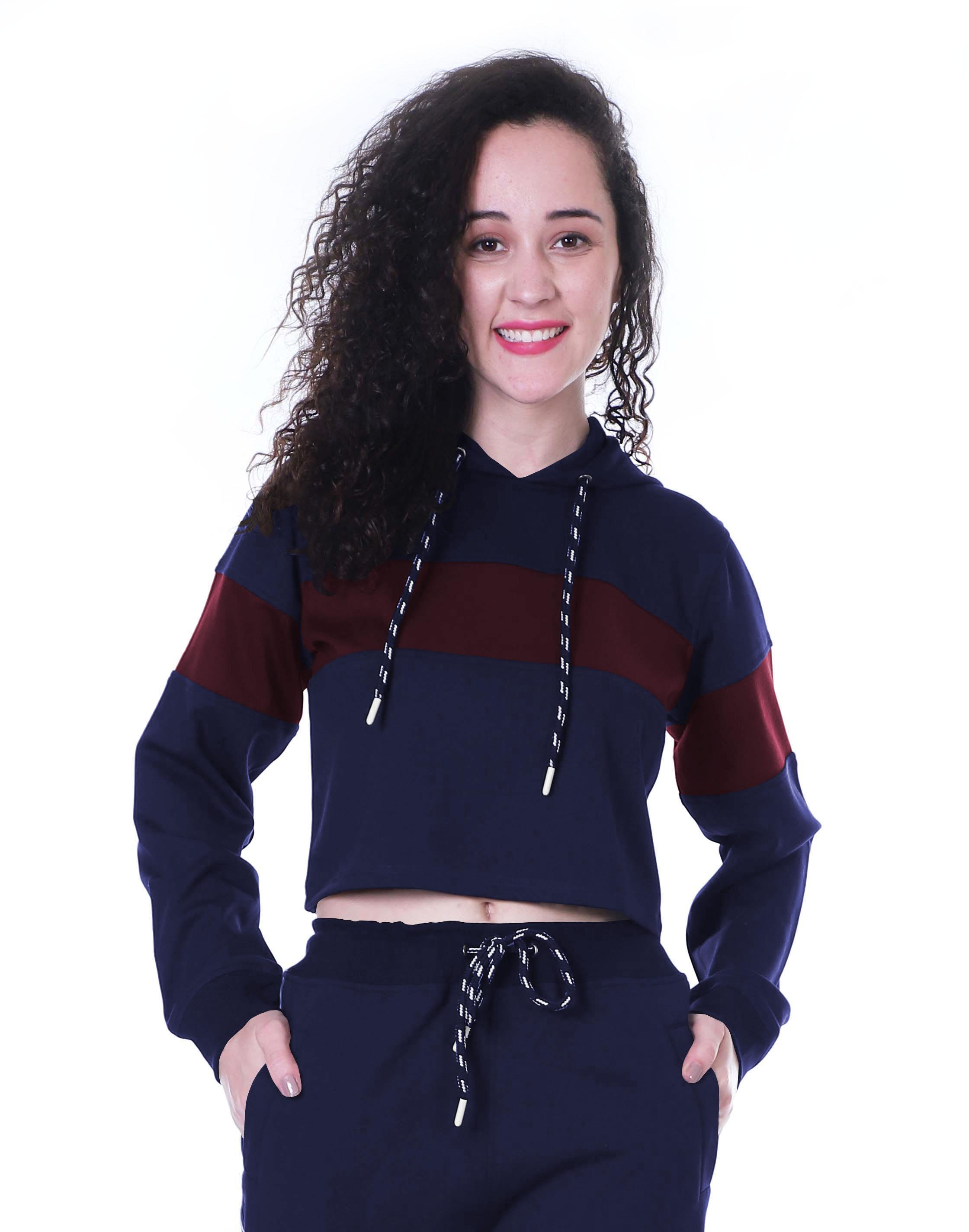 

Толстовка Moomaya Colour Block Crop Hoodie Drawstring Pulover Повсякденна спортивна куртка для X-Small королівський синій колір