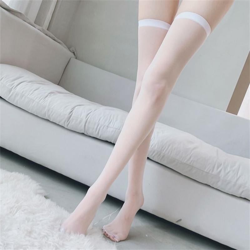 

Летние ультратонкие нейлоновые длинные носки, прозрачные чулки в японском стиле, высокие чулки для женщин и девочек, носки Лолита до колена for 40-60kg белый