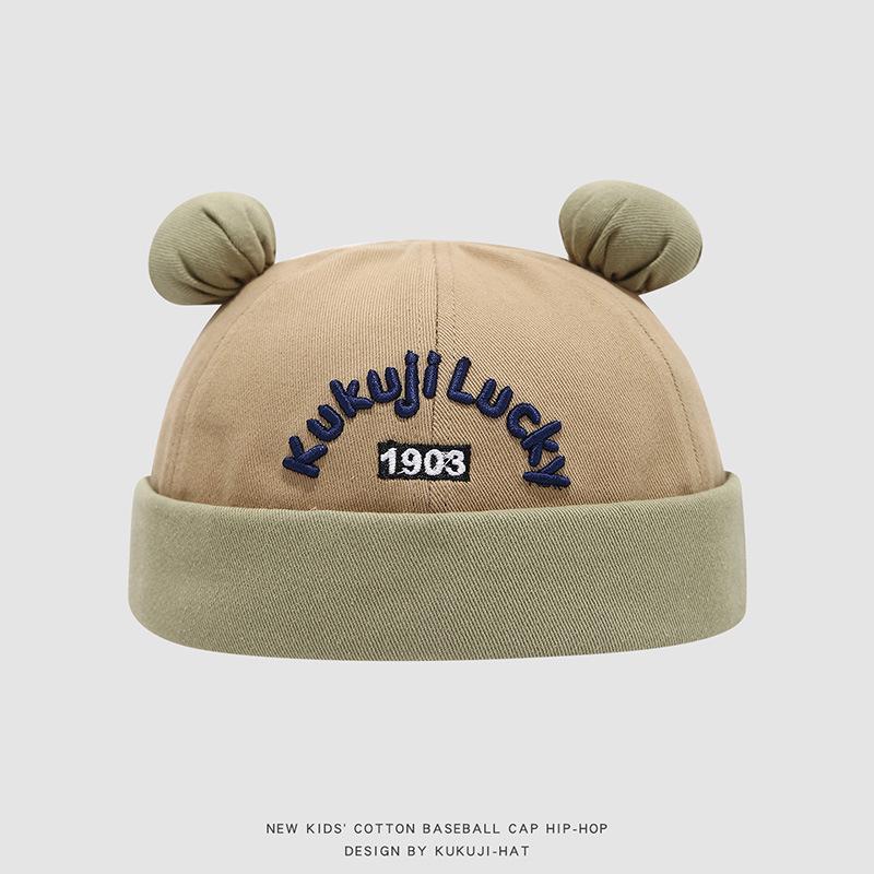 Korean Style Kids' Embroidered Letter Melon Hat – Cute Spring & Autumn Design for Boys & Girls