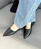 Flare heel pointed toe pumps/45301