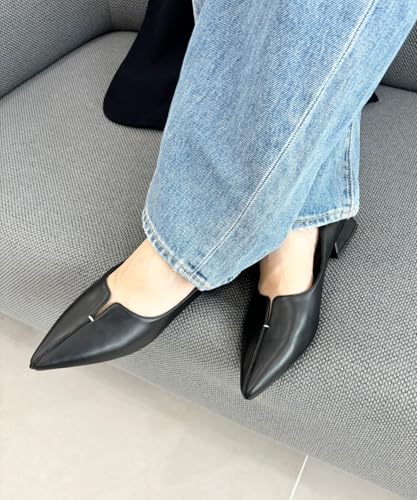 Flare heel pointed toe pumps/45301