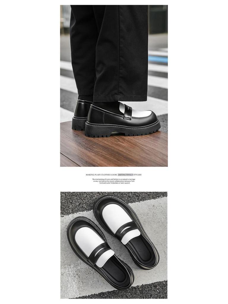 Men's Retro Leather Derby Shoes - Autumn Casual, British Style, Height Increasing, Wear-Resistant, Thick Sole Fashion.