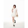 College style bubble sleeve A-shaped dress, high-end design sense, summer new sweet waist and thin dress for women