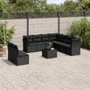 VidaXL Garden Lounge Set 10 Pcs with Cushions Black Wicker 3217845