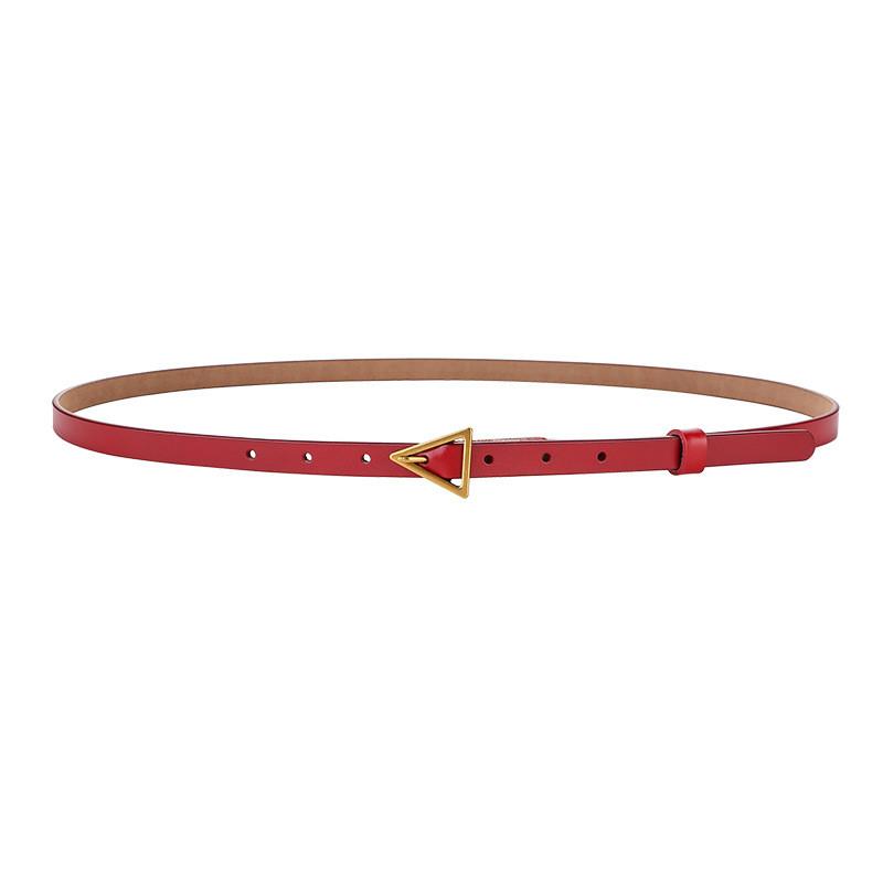 Leather Slim Belt With Alloy Buckle For Party And Daily Fashion