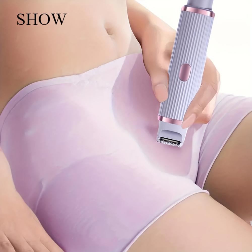 Double Head 2-in-1 Electric Shave for Women - Wet and Dry Hair Remover for Pubic Hair, Eyebrows, Face, Legs and Underarms