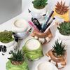Süßer Keramik-Blumentopf mit Drainageloch Cartoon-Tier-Pflanzgefäß Pflanzenhalter Kleines Schreibtisch-Dekorationsobjekt Haus Bauernhaus