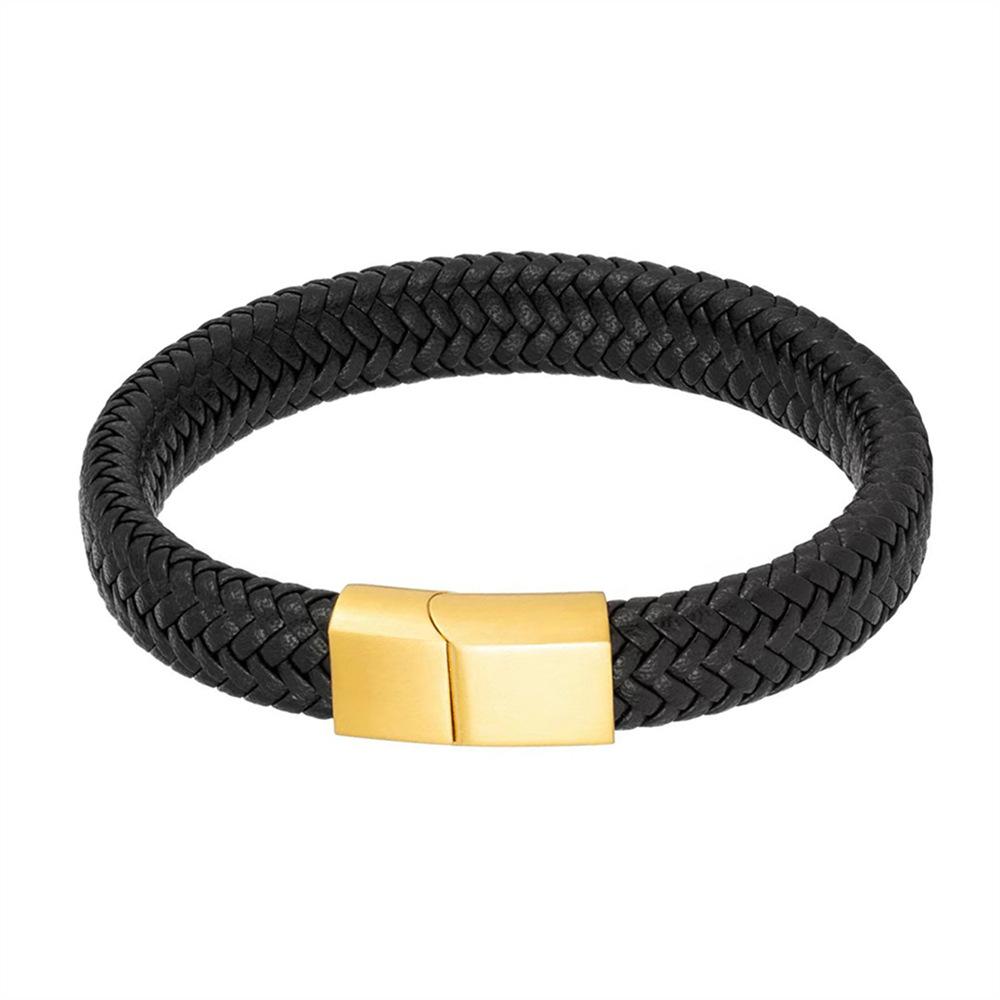 2026 Bracelet Genuine Leather Leather Bracelet Vintage Woven Titanium Steel Bracelet