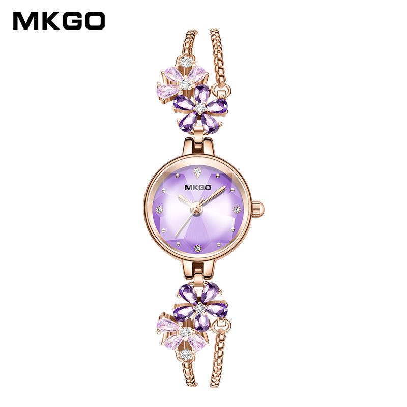 Mokaka Violet Flower Crystal Slim Women s Waterproof Luxury Bracelet Watch