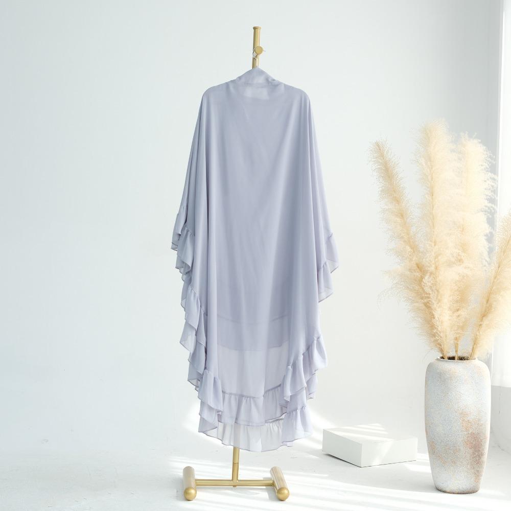 Long Chiffon Ramadan Khimar Abaya Headscarf Prayer Dress Muslim Abaya  Dubai Saudi Black Robe