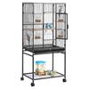 Bird Cage, 625 X 425 X 1370 Mm, Flat Top, Wrought Iron Bird Flight Cage with Perches, Slide-Out Tray and Plastic Feeders, Casters, for Parrot