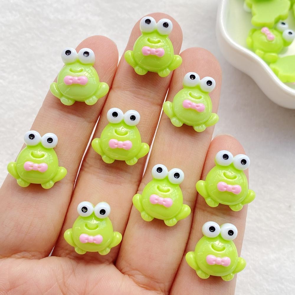 20Pcs Cute Mini Cartoon Frog Nail Art Resin Designer Charms DIY Craft For Nail 3D Decorations Jewelry