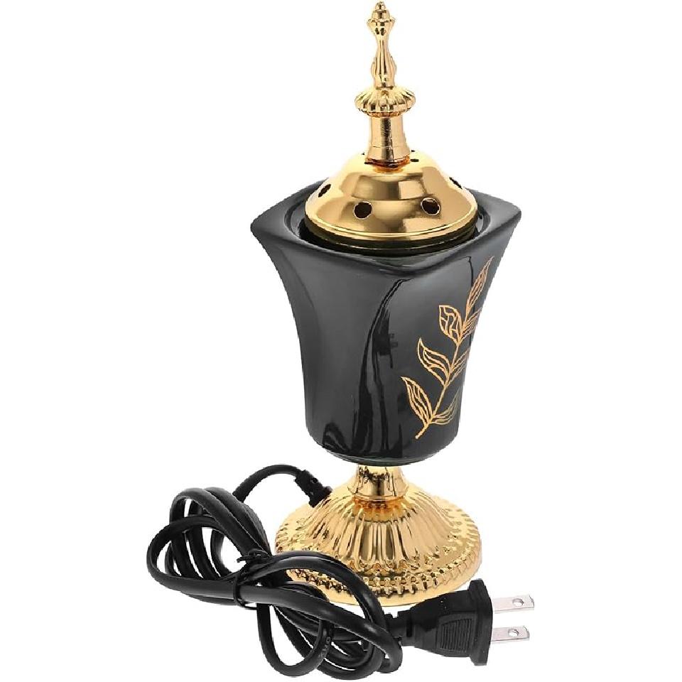 VOSAREA Electric Incense Burner Arabian Style Electric Incense Burner Tabletop Decorative Censer Middle Eastern Incense Holder for Yoga Spa Home