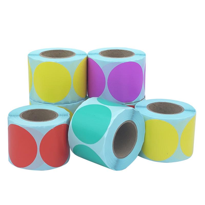 Colorful Round Self-Adhesive Thermal Labels: Red, Yellow, Blue, Green, Orange, Pink, Purple