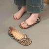 Soft leather niche color aesthetics fashion toe sandals  new open-toe flat casual shoes
