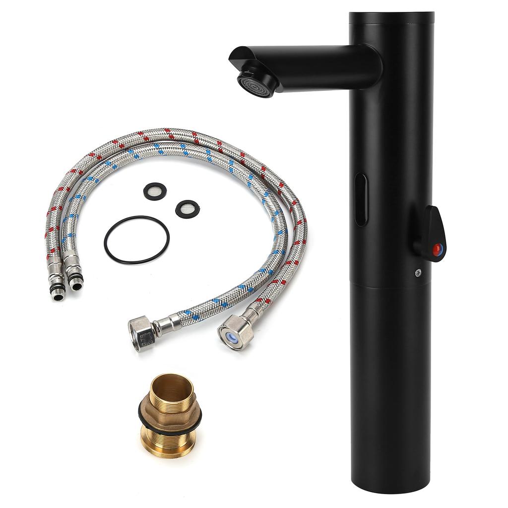 Automatic Sensor Faucet Brass Touchless Faucet with Hot and Cold Integration Black for Kitchen and