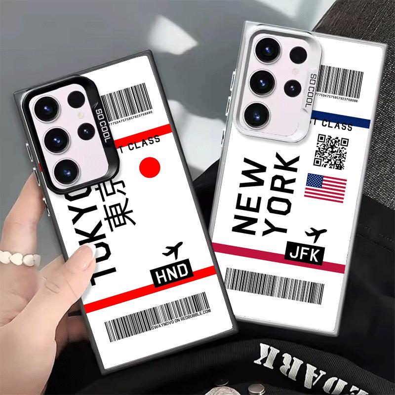 Travel Air Ticket Label Shockproof Phone Case for Samsung Galaxy S26 Edge S25 Ultra S24 FE S23 Plus S21 Cover Anti Fall Fundas