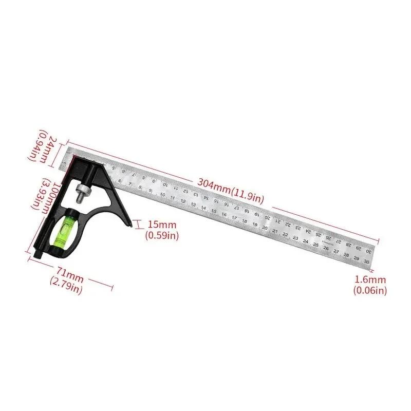 3-in-1 Adjustable Woodworking Tool Set - Stainless Steel Combination Angle Ruler with Digital Angle Gauge and Measuring Tape, High Precision