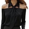 Autumn Solid Color Casual Versatile Long Sleeved Lapel Tie Women's Blouses & Shirts