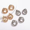 New Exaggerated Hollow Metal Earrings for Women Gold Color Geometric Statement Pendants Vintage Ear Zircon New In Pendientes
