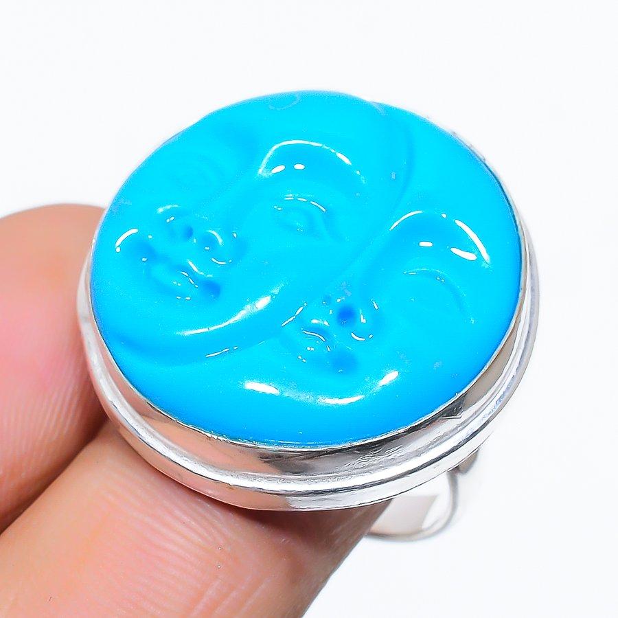 Sleeping Turquoise Gemstone Handmade 925 Sterling Silver Ring Size 8 q8r18