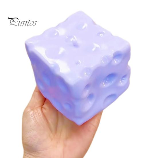 Realistic Cheese Shaped Toys Blueberry Squeeze Toy, Stress Relief Block Sensory Slow Tools Rising Cube Pinch Toy for Home Office Focus Aid Fidget