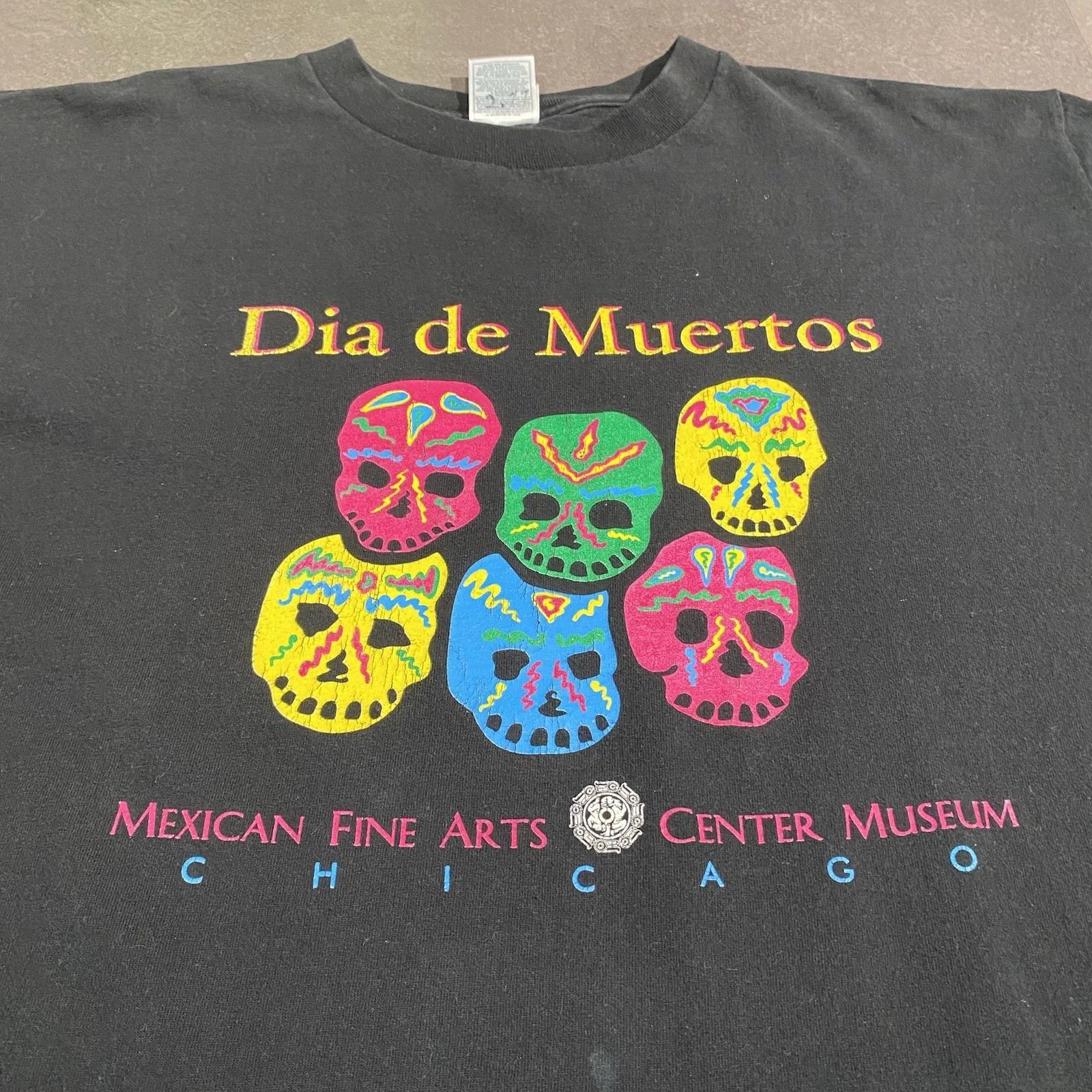 Винтажная футболка 90-х Dia De Muertos Чикагский художественный музей День мертвых Мексиканская S