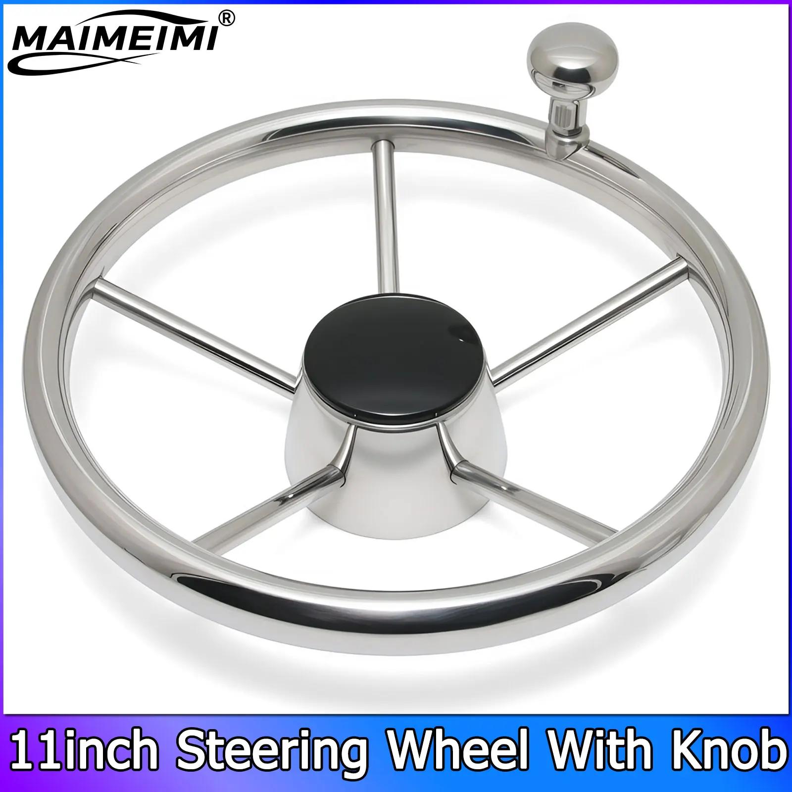 

AD 11inch Steering Wheel Boat Accessories Marine 11 Perfect Stainless Steel Boat Steering Wheel With Knob For Marine Boat Yacht