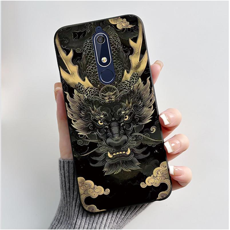 Casing For Nokia 5.1 6.1 Aesthetic Luxury Cute Cool Boys Girls Soft silicone Phone Case Back Cover Black Matte Protective Shell