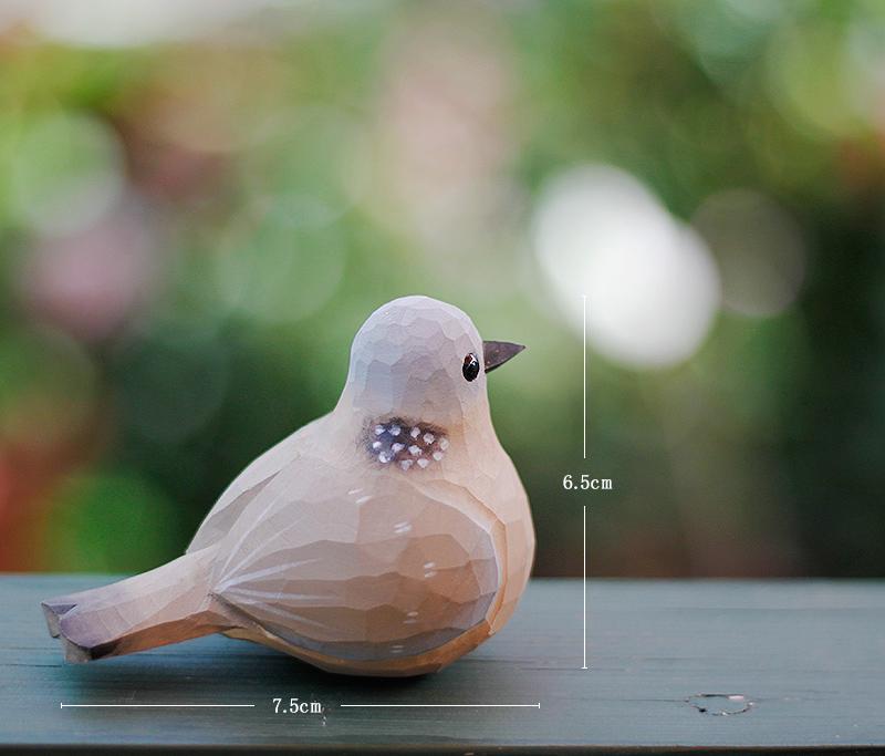 Little Bird Wood Carving Bird Pearl Neck Turtledove Wild Dove Handmade Wooden Ornaments Home Decor Table Decoration Accessories