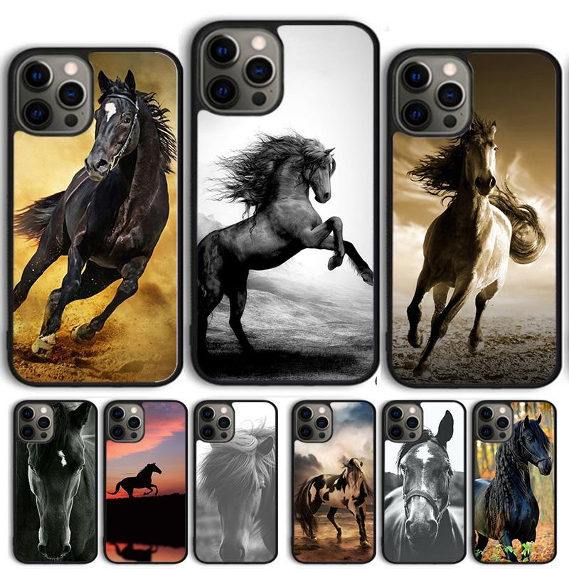 The Running Black Quarter Horse Cover For iPhone 17 Air 15 16 14 13 12 Pro Max 11 Pro Max Plus Phone Case Coque