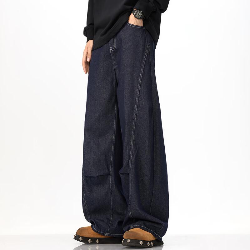 

Мужские джинсы из необработанного денима MONPOC с изогнутым лезвием и широкими штанинами L