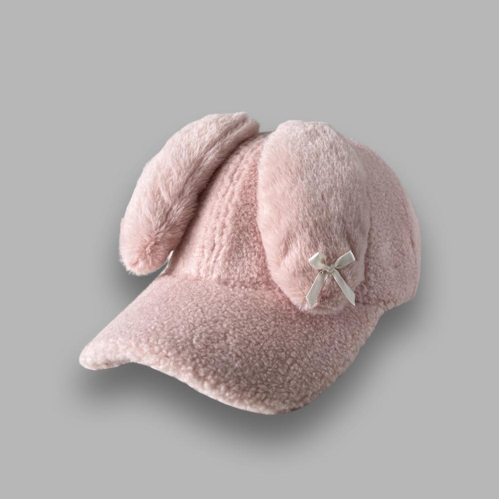 Lamb Fleece Y2k Rabbit Ear Hat Korean Peaked Cap Lovely Women's Baseball Hat  Female