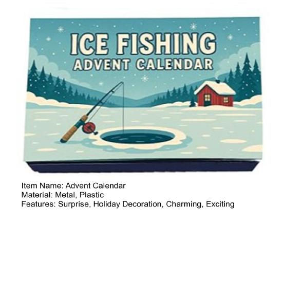 Ice Fishing Advent Calendar 2025 24 Days Ice Fishing Lures Christmas Countdown Calendar Set