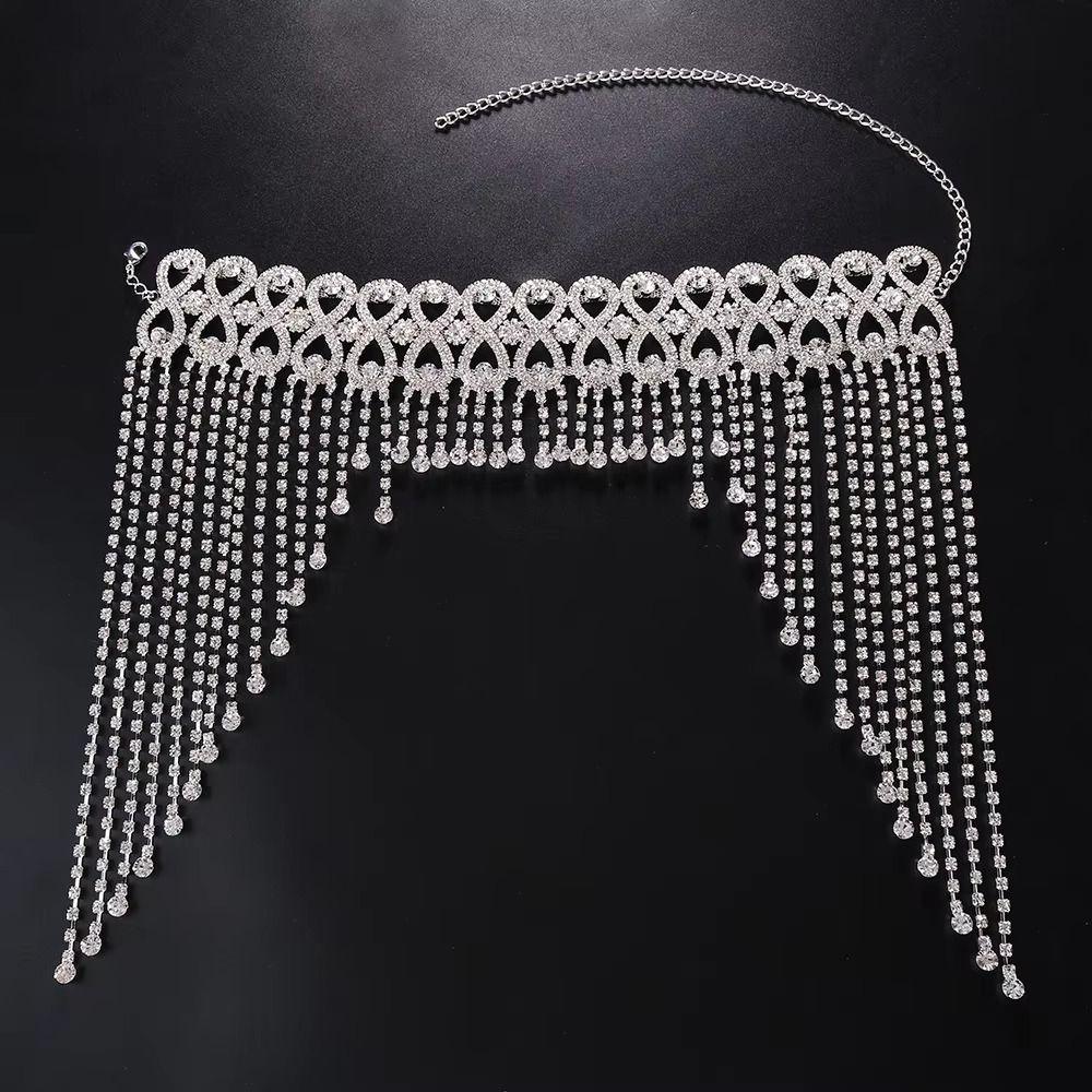 Long Tassel Sparkling Tiara Headdress Shiny Headpiece Cap Tassel Hair Chain  Party Props