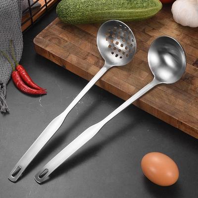 304 Stainless Steel Large Soup Ladle, Long Handle Skimmer, Porridge, and Congee Spoon for Household Use
